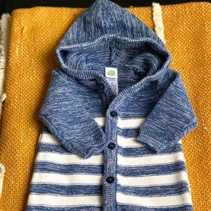 'Blue Marled Hooded Romper'